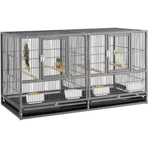 Stackable Bird Cage Divided Breeder Breeding Parakeet Bird Cage for Canaries Cockatiels Lovebirds Finches